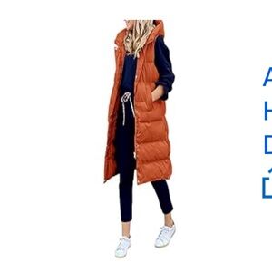 Long Orange Puffer Vest